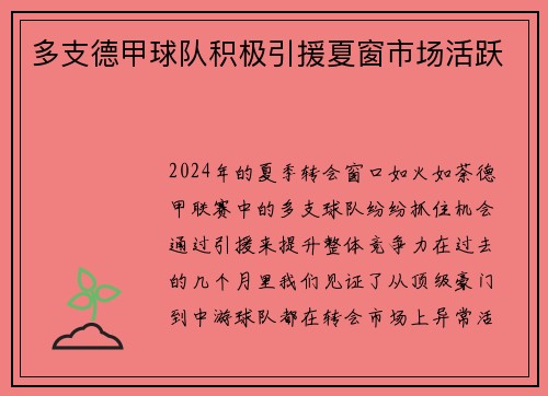 多支德甲球队积极引援夏窗市场活跃
